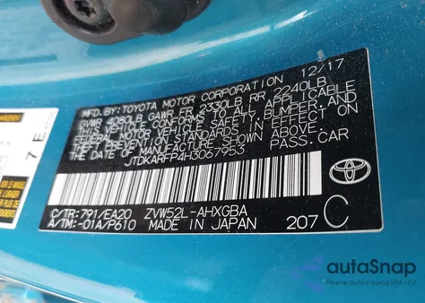 2017 Toyota Prius Prime Premium из США, поврежденный, VIN JTDKARFP4H3067953